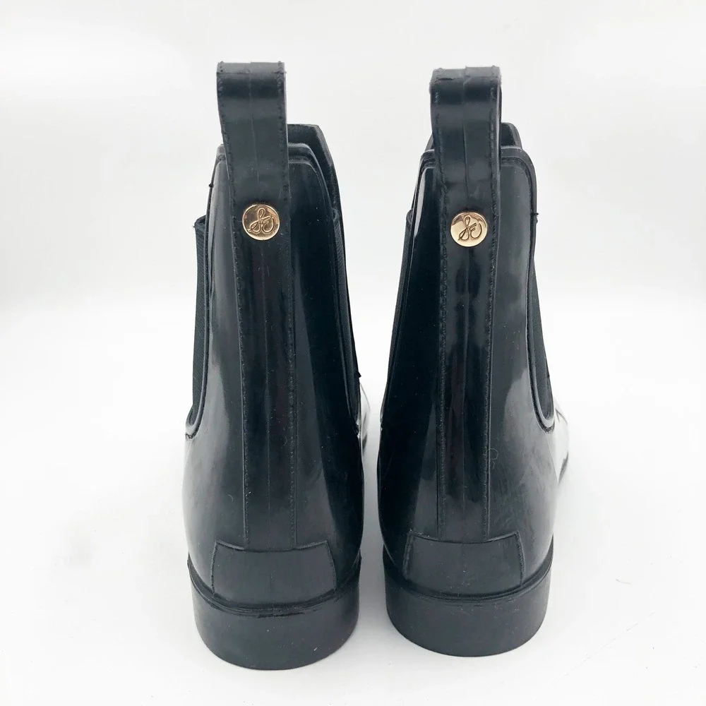 Sam Edelman Shoes Womens 8 Tinsley Black Patent Leather Chelsea Rain Boots